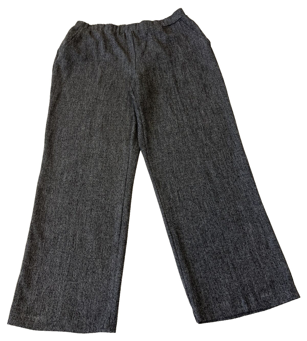 Dana Buchman Women's Pull On Stretch Pants Size 14S Gray Straight Leg Pockets